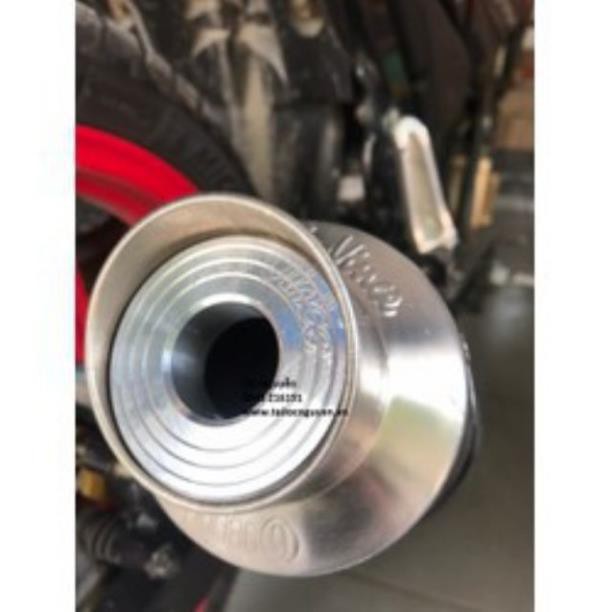Trọn bộ lon pô leovince bạc bóng và cổ pô  2 khúc 304 gắn mọi loại xe. TẶNG TIÊU CNC " rẻ vô địch " Rẻ Vô Địch