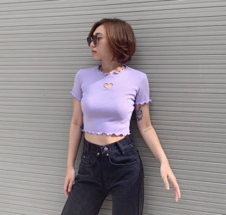 ÁO CROPTOP KHOÉT TIM