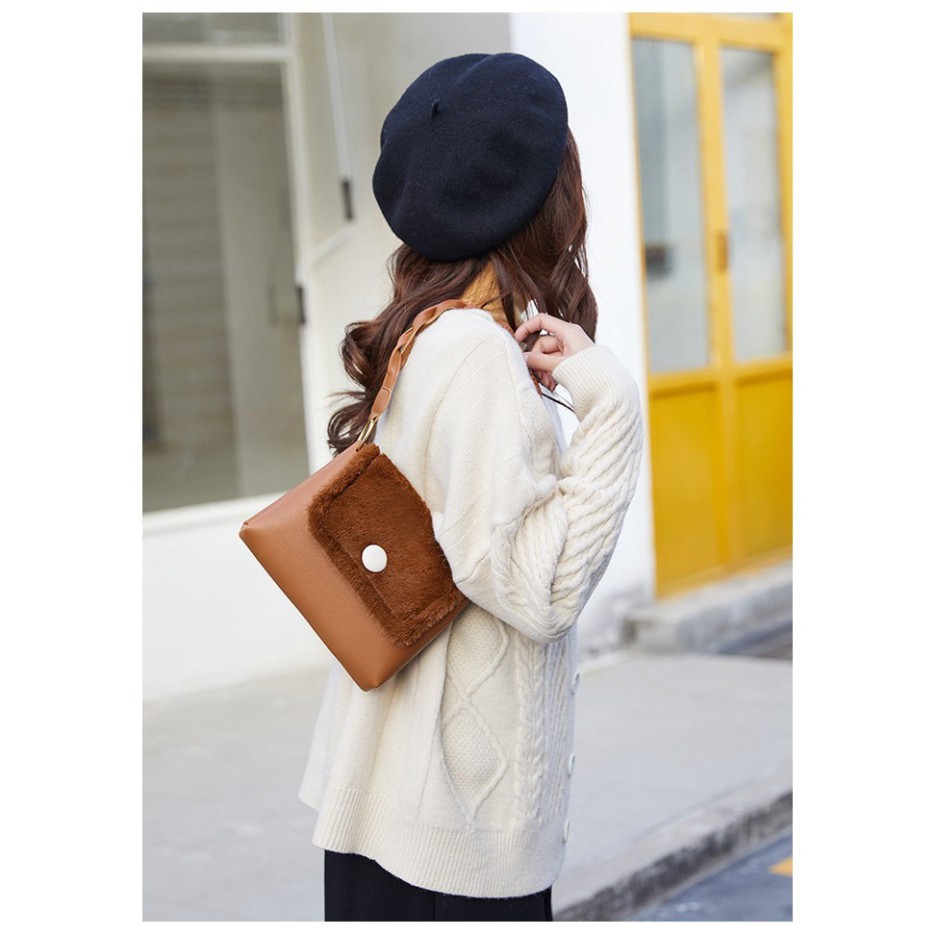 Túi kẹp nách, túi đeo chéo phối lông cừu xinh xắn dễ thương TX29 - Chip Xinh Boutique | BigBuy360 - bigbuy360.vn