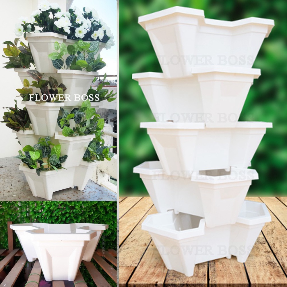 combo 10 chậu trồng hoa tam giác nhựa Việt Nhật, chậu trồng hoa xếp tầng