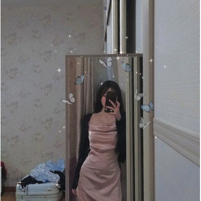 Đầm ulzzang satin lụa sang trọng sling với eo