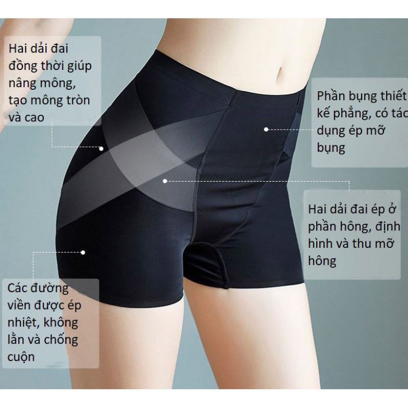 Quần gen su đai chéo định hình HÔNG và MÔNG, cạp cao nịt bụng, không đường may
