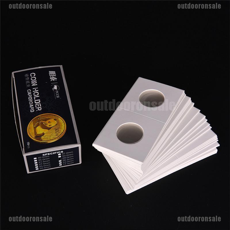 <ODOS> 50Pcs New White Cardboard 2x2 Mylar Coin Holders with Storage Box Holder [hot]