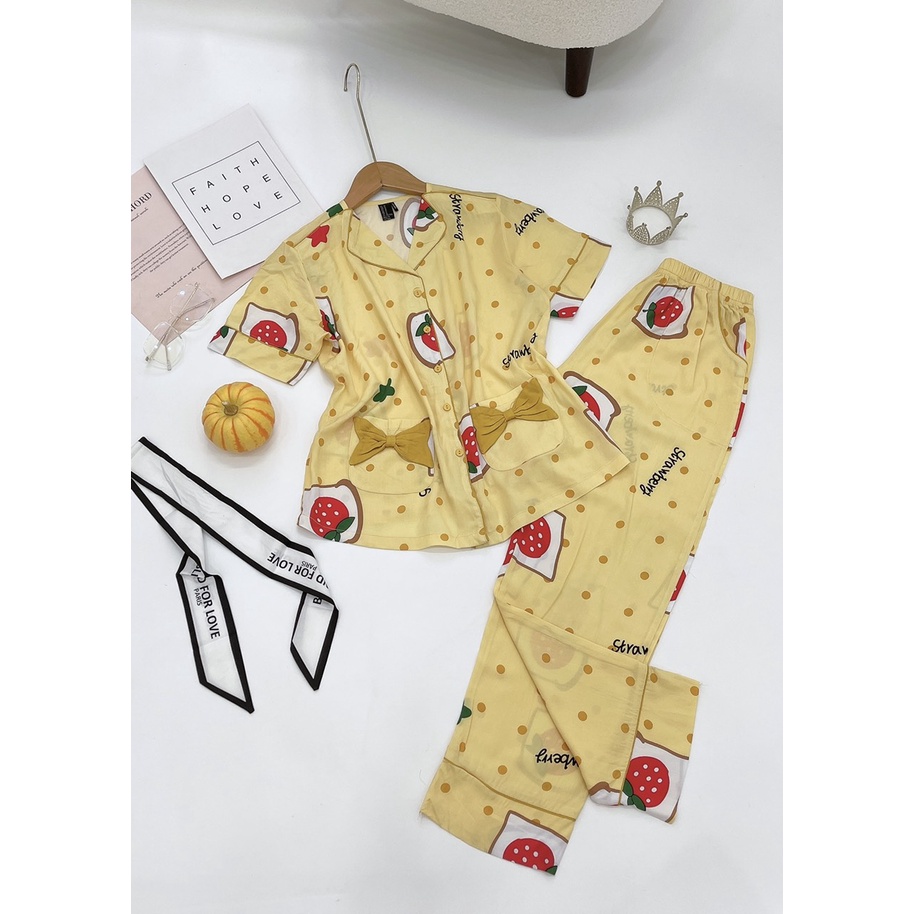 Bộ lanh quần dài 2 túi nơ hàng VNXK