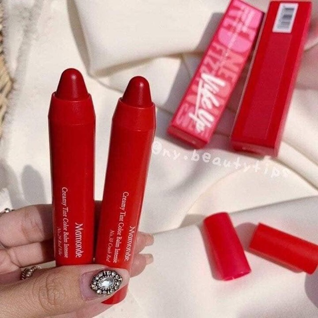 Son Bút Chì Mamonde Creamy Tint Color Balm Intense Red Vibe up [Phiên bản giới hạn] màu #30 đỏ cam tươi trẻ