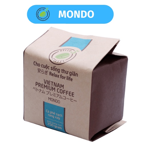 Cafe pha phin Nguyên Chất Rang Xay Hello 5 Coffee MONDO - Gói 250g