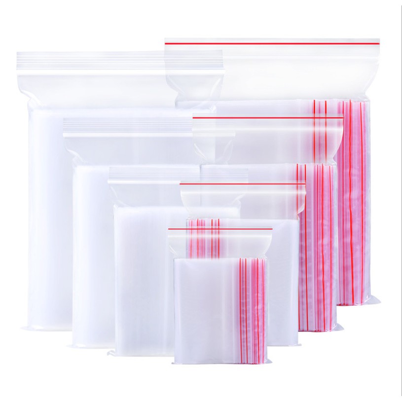 Bịch 100 Chiếc Túi ziplock thực phẩm, túi ziplock trong suốt, túi ziplock pe, túi nhựa kín, túi kín