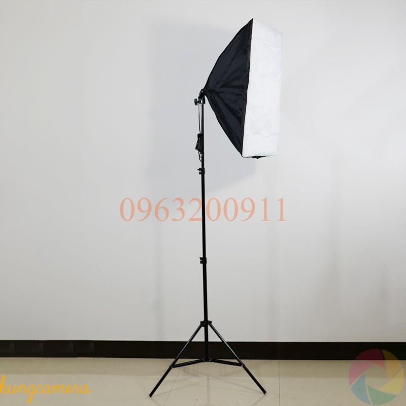 Bộ đèn Studio chụp ảnh, quay video, Livestream, Solfbox 50x70cm, chân cao 2m