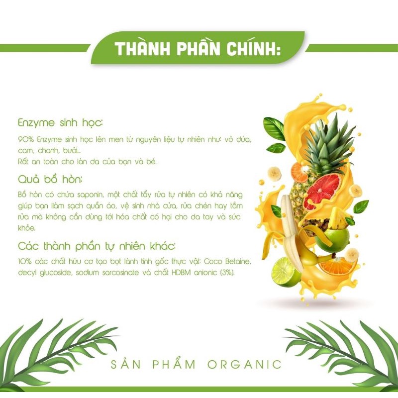 Nước giặt Organic hương trái cây chiết xuất từ thảo mộc can 2,2L, Thảo Mộc An An