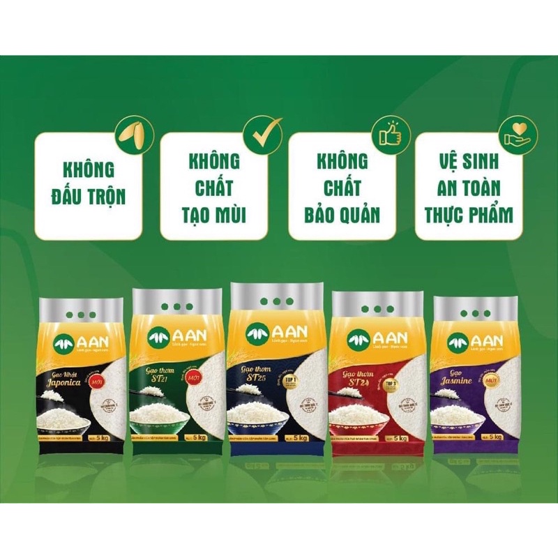 Gạo ST25 A AN Túi 5Kg - Cơm Mềm Dẻo, Thơm Nhẹ, Vị Ngọt - Gạo Ngon Nhất Thế Giới | Date Mới Chính Hãng