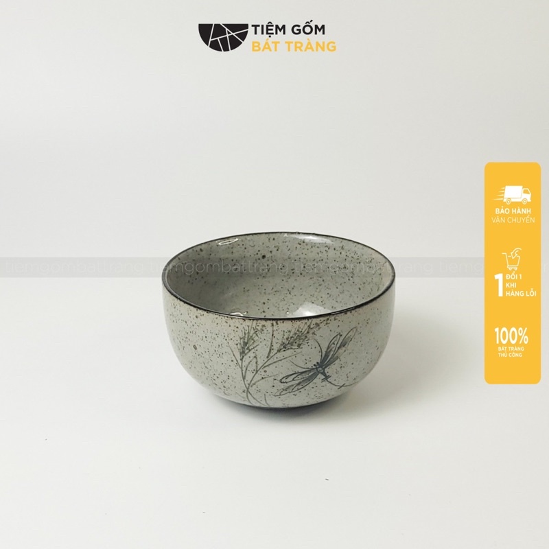 Tách Set Bát Cơm Chén Bát Đĩa Sứ Men Tiêu Hoạ Tiết Chuồn Chuồn Tô Canh Đĩa Đựng Thức Ăn Gốm Sứ Bát Tràng Cao Cấp