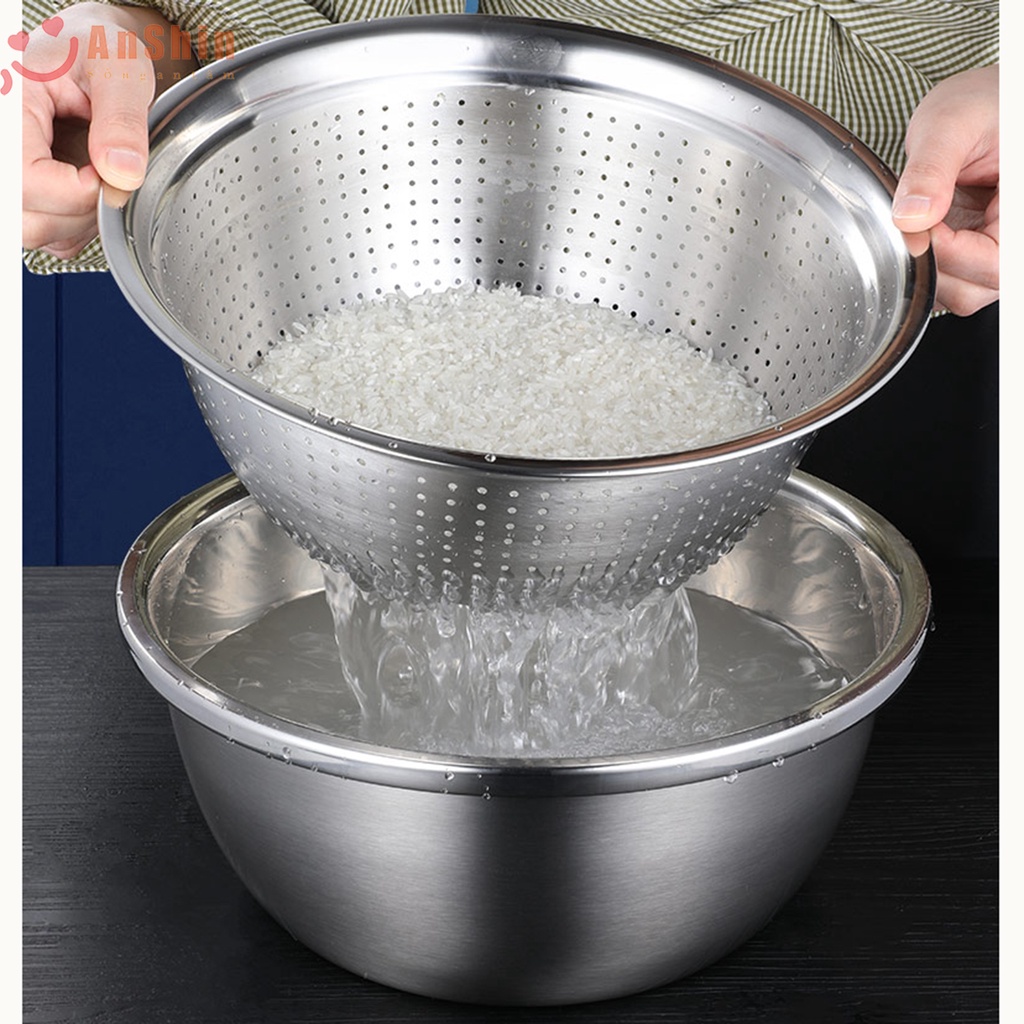Bộ thau rổ kèm bàn nạo Inox cao cấp - bảo hành trọn đời không gỉ sét