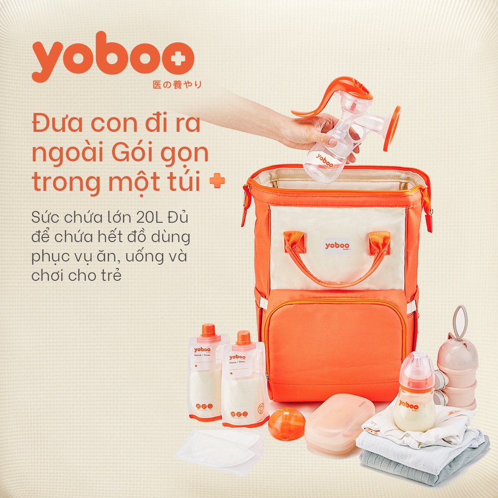 Balo bỉm sữa đa năng cho mẹ và bé Yoboo YB-005 chống thấm nước sức chứa lớn 20L nhiều ngăn chứa đồ - Hàng chính hãng