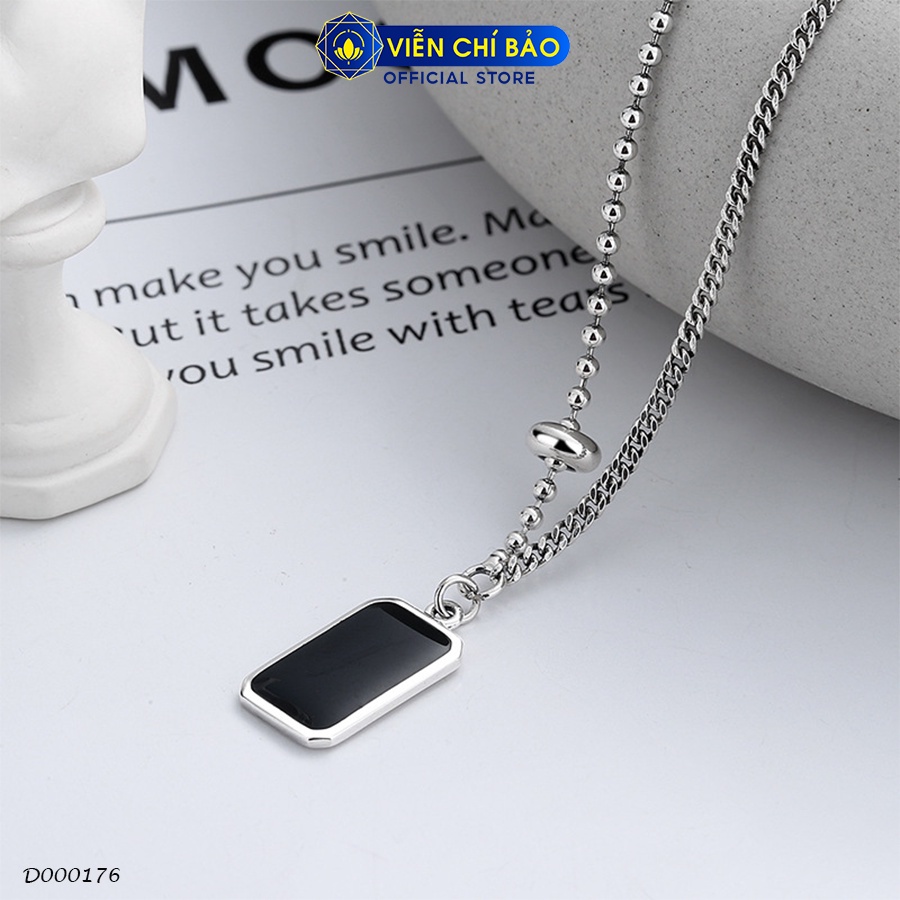 Dây chuyền bạc nữ chữ nhật đá đen chất liệu bạc 925 thời trang phụ kiện trang sức nữ Viễn Chí Bảo D000176
