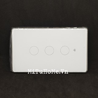 Công tắc cảm ứng 3 nút tuya wifi viền nhôm bạc - bh 12 tháng