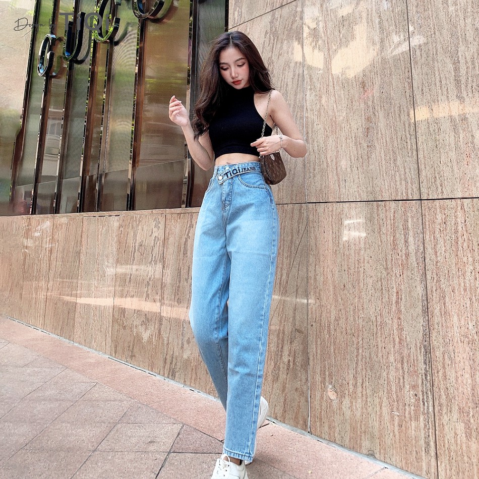 Quần jean baggy nữ lưng cao TiQi Jeans B1-180 | BigBuy360 - bigbuy360.vn