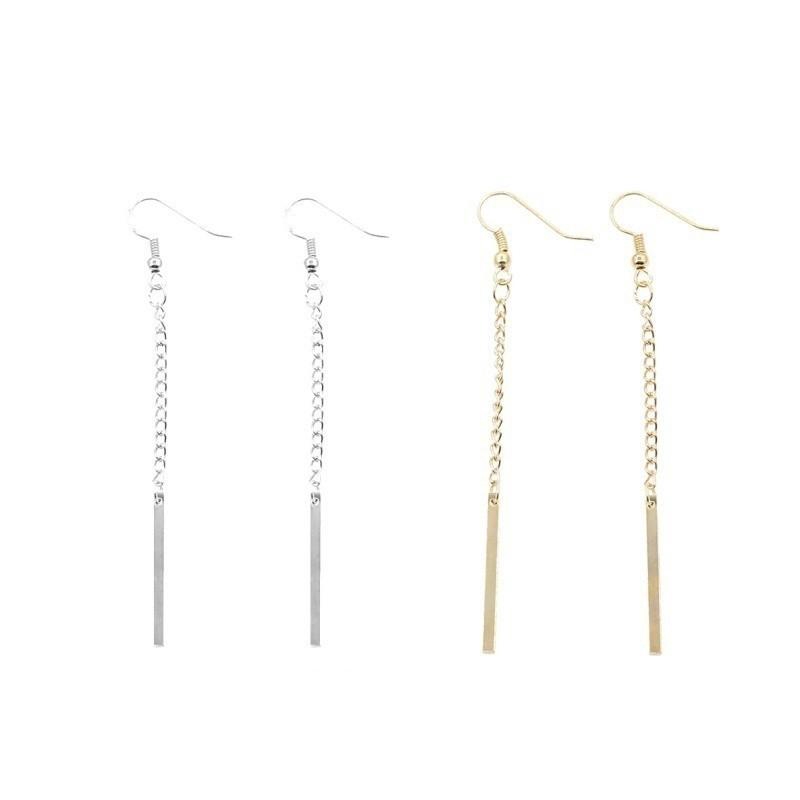 Bông tai dáng dài thiết kế mạ vàng đơn giản thời trang cho nữ