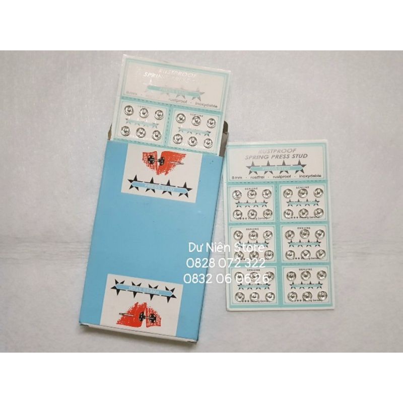 Vĩ 36 Nút Bóp 8mm, 10mm Trắng &amp; Đen Hiệu Ngôi Sao.