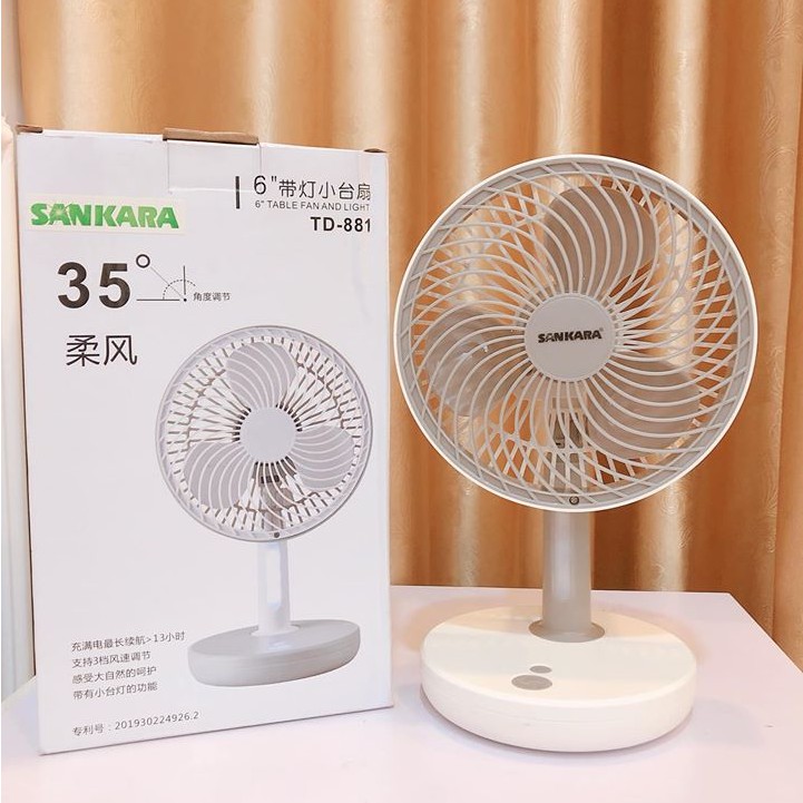 QUẠT SẠC TÍCH ĐIỆN SANKARA [TD- 881] CÓ TÚC NĂNG QUAY ⭐️⭐️⭐️ ( SIÊU GIÁ RẺ ) | BigBuy360 - bigbuy360.vn