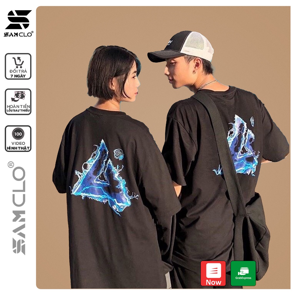 Áo thun tay lỡ freesize nữ - phông form rộng Unisex, mặc lớp, nhóm, cặp hình chữ A lửa xanh 4AM studio màu đen