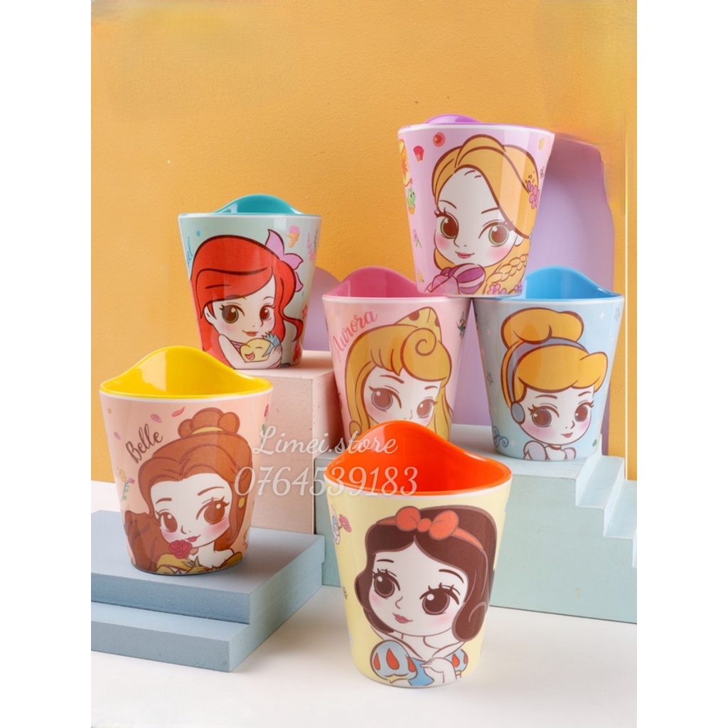 Ly nhựa uống nước melamine Frozen Elsa Mickey Princess Car Disney cho trẻ em bé trai gái