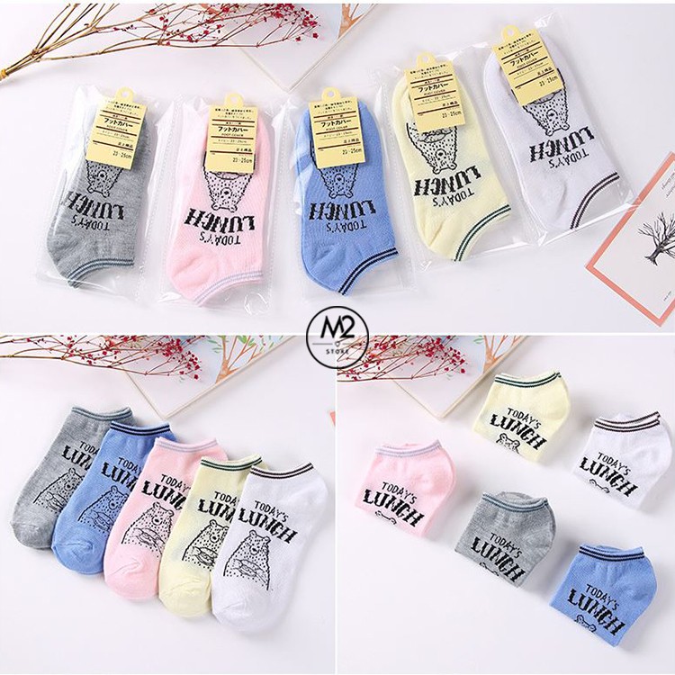Set 5 Đôi Vớ Tất Nữ Cổ Ngắn Hoạt Hình Gấu TNG28-G6
