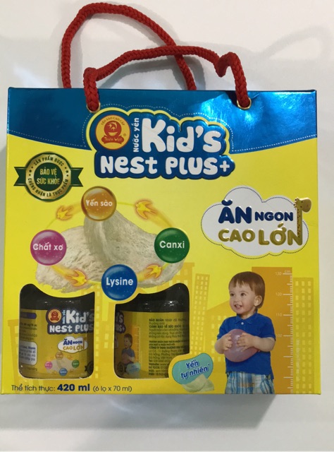 Nước Yến Sào Cao Cấp Thiên Việt Kid's Nest Plus+ Hộp 6 Lọ x 70ml (Ăn ngon cao lớn)