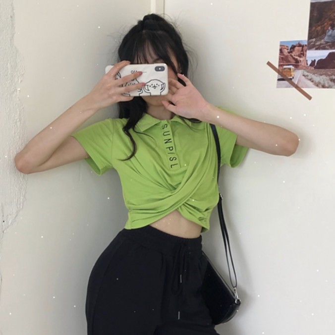 SUXI Áo Thun Tay Ngắn In Chữ Thời Trang Cho Nữ