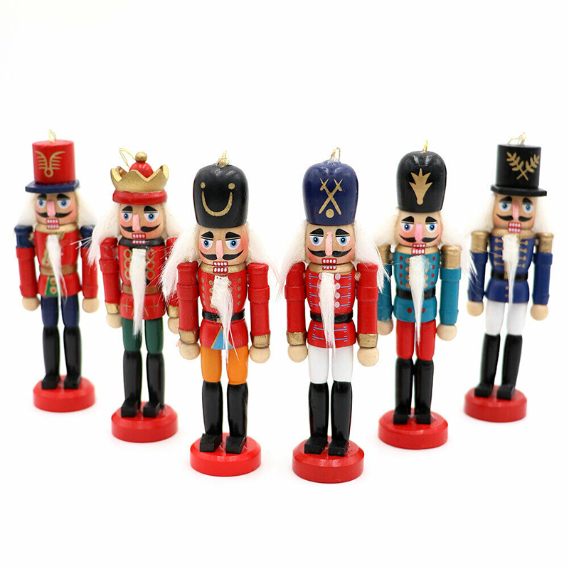 Set 6 tượng gỗ hình chú lính trang trí giáng sinh độc đáo