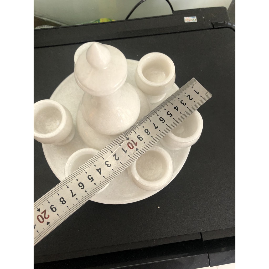 Bộ ấm trà đá non nước màu trắng HANMYNGHE