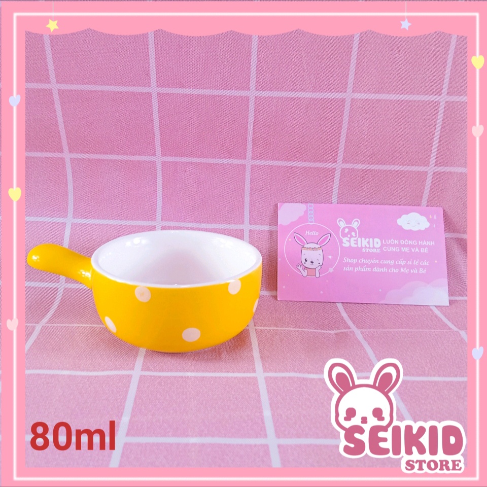 Bát Sứ Ăn Dặm Cao Cấp Hình Gáo Chấm Bi Đủ Màu Seikid Store 80ml V23