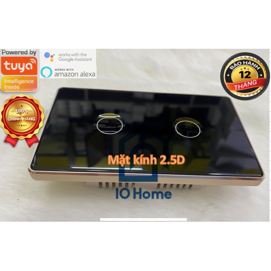 Công tắc thông minh viền nhôm cao cấp phím lõm (thiết kế mặt kính 2.5D) Tuya Smartlife kết nối wifi, hai màu đen và trắn