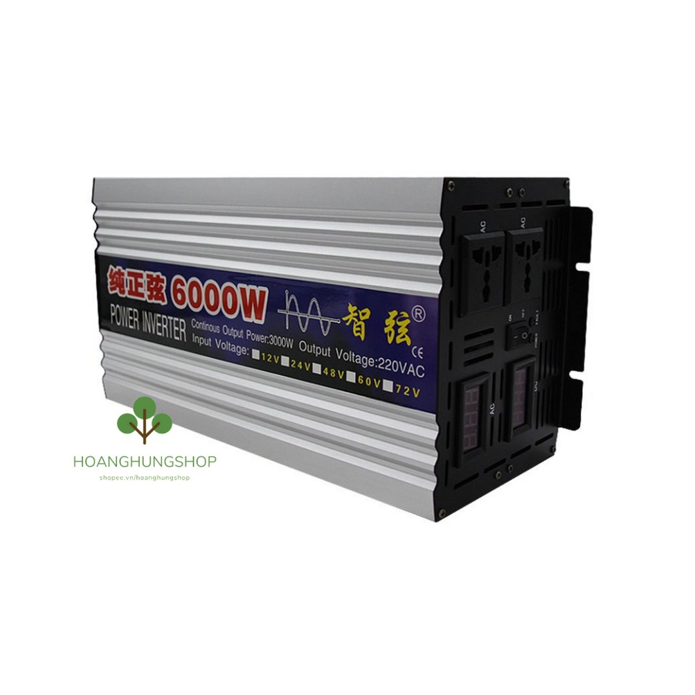 Bộ đổi nguồn inverter 24V lên 220v 6000W