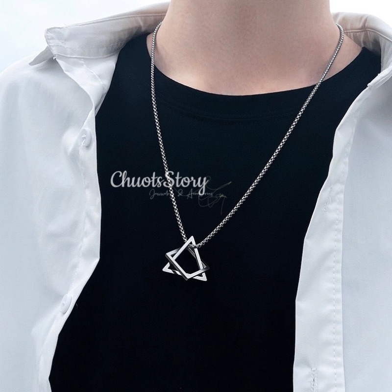 Vòng cổ titan không gỉ 2 hình đơn giản, dây chuyền nữ unisex cá tính- VCT0021 - ChuotsStory