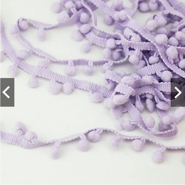 ⚡Nhiều màu⚡ 1m dây ren đính quả bông pom pom 1cm làm phụ kiện lolita handmade DIY