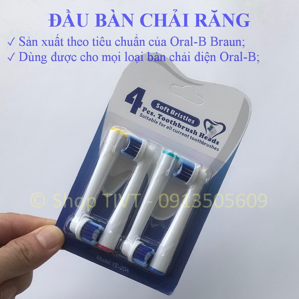 Vỉ 4 bàn chải răng tiêu chuẩn lắp cho máy Oral-B, đầu bàn chải điện YE bộ 4 cái-Shop TIVT