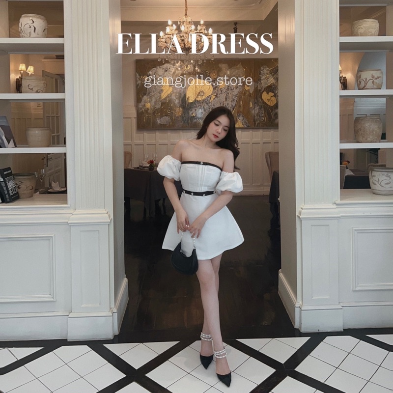 Đầm trễ vai tay bồng đính đá Ella Dress - Giangjoile.Store