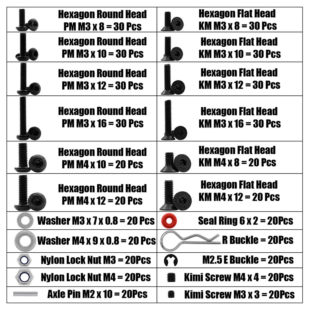 Bộ 520 Ốc Vít Kèm Hộp Đựng Cho Xe Điều Khiển Từ Xa AXIAL SCX10 Traxxas TRX4 RC4WD D90 Tamiya CFX MST HPI Kyosho HSP 1 / 8 1 / 10 1 / 12