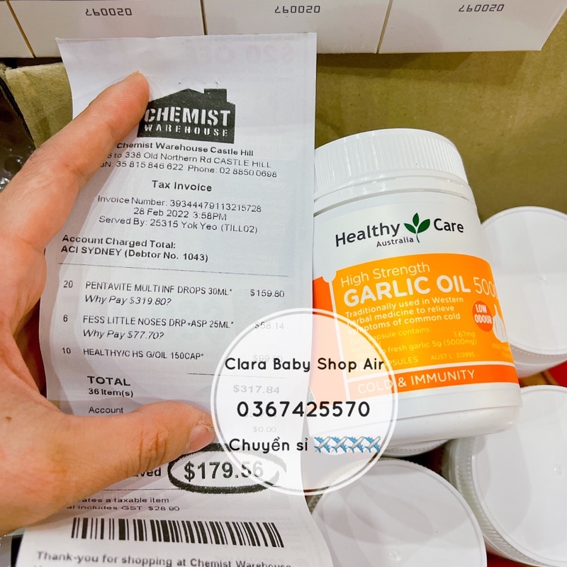 (Air ✈️ đủ bill date 5/2025) Tinh dầu tỏi Garlic oil 5000mg Healthy Care