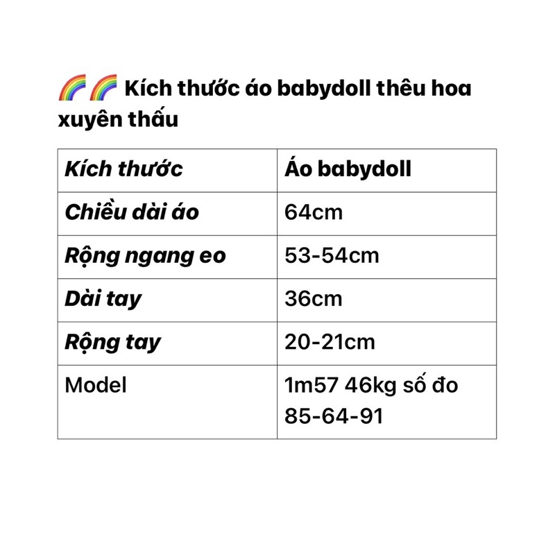 Áo babydoll thêu hoa xuyên thấu (ảnh thật shop chụp kèm video)