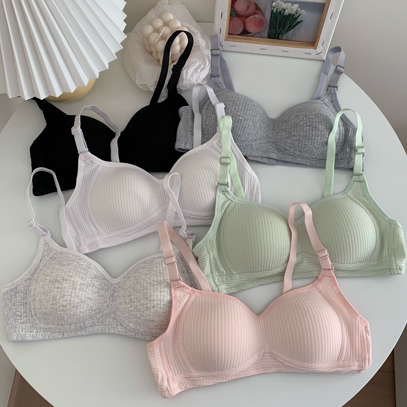 Áo ngực cotton không gọng màu trơn mềm mại thoải mái dành cho nữ size 32-38AB