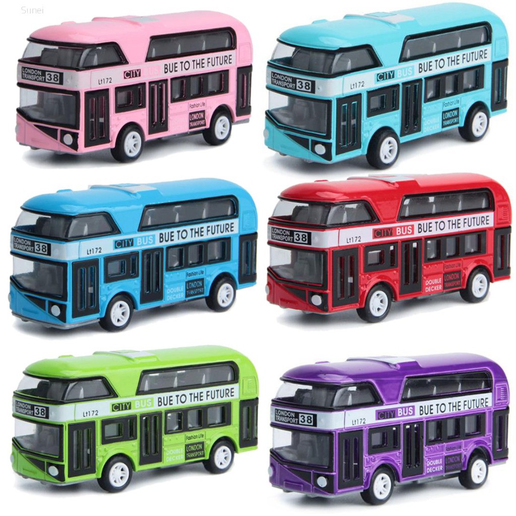 💗Sunei💗1:43 Car Model Double-decker Bus London Alloy Diecast Vehicle Toys For Kids