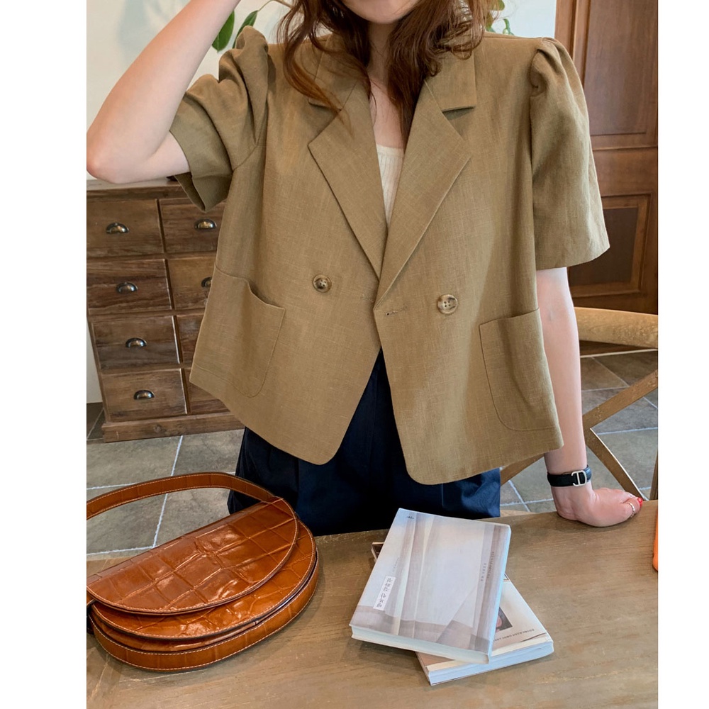 Áo Khoác Vest Tay Ngắn Chất Liệu Cotton Lanh 49384 Thời Trang Cho Nữ | BigBuy360 - bigbuy360.vn