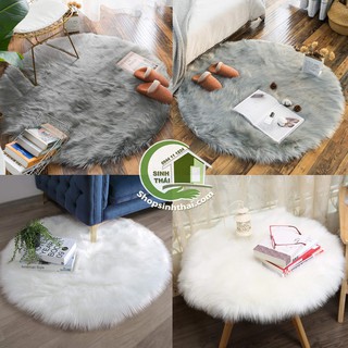 Thảm lông xù hình tròn - đường kính 80 cm - chọn màu