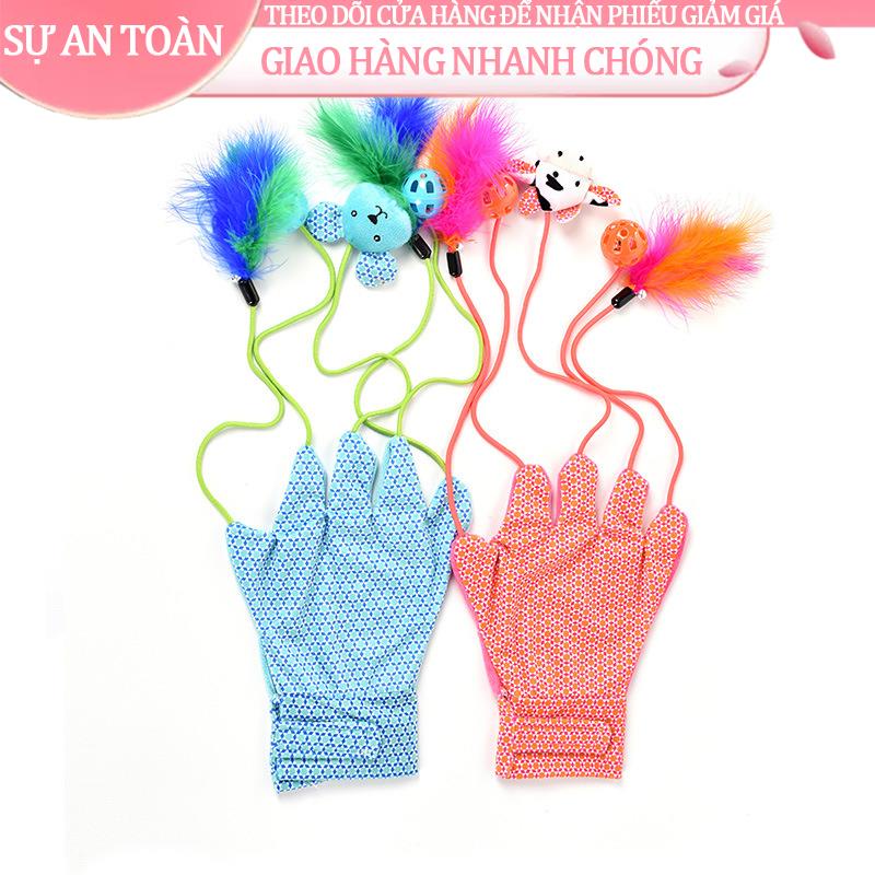 ✚☽New Cat Toys Găng tay cho mèo Đồ chơi vui nhộn Bell Ball lông vũ Bán buôn tại chỗ