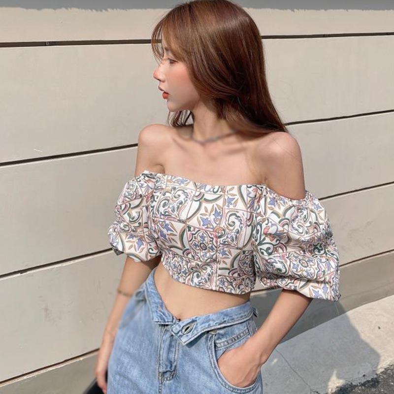 Áo kiểu tay phồng in hoa thời trang hàn quốc xinh xắn dành cho nữ