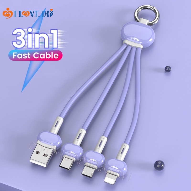 Cáp Sạc Nhanh 3 Trong 1 5V 3.4 A Micro USB Type C Cho Điện Thoại Thông Minh