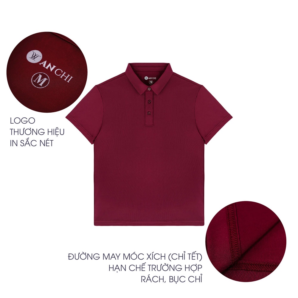 Áo Polo Nam Trung Niên ANCHI Màu Đỏ Trơn Chất Liệu Cotton Cao Cấp