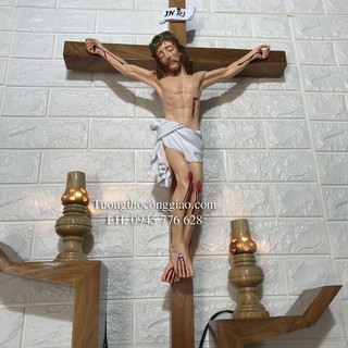Đèn bàn thờ Chúa 18cm gỗ sồi