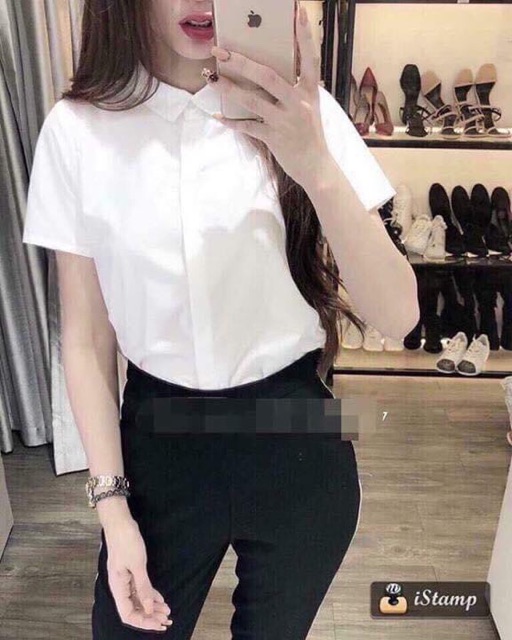 ÁO SƠ MI TRẮNG CỔ ĐỨC UNI ( SƠ MI NỮ CÔNG SỞ ) | BigBuy360 - bigbuy360.vn